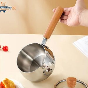 316L Stainless Steel Milk Boiler Pot/Tpan 0.7L Wooden Handel.