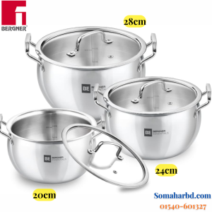 Bergner BE Essentials TriPly Stainless Steel Rice Handi 28cm