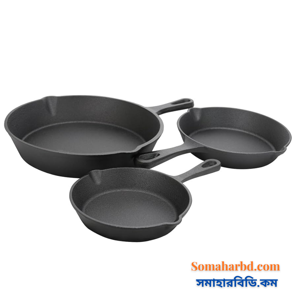 Chinis Cast Iron Fry Pan 26cm (1) Chinis Imported Heavy Duty Pre-Seasoned Skillet Fry Pan 26Cm Black.