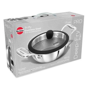 Hawkins Pro Tri-Ply Stainless Steel Honecomb Kadai/Korai 1.5Ltr With Glass Lid.