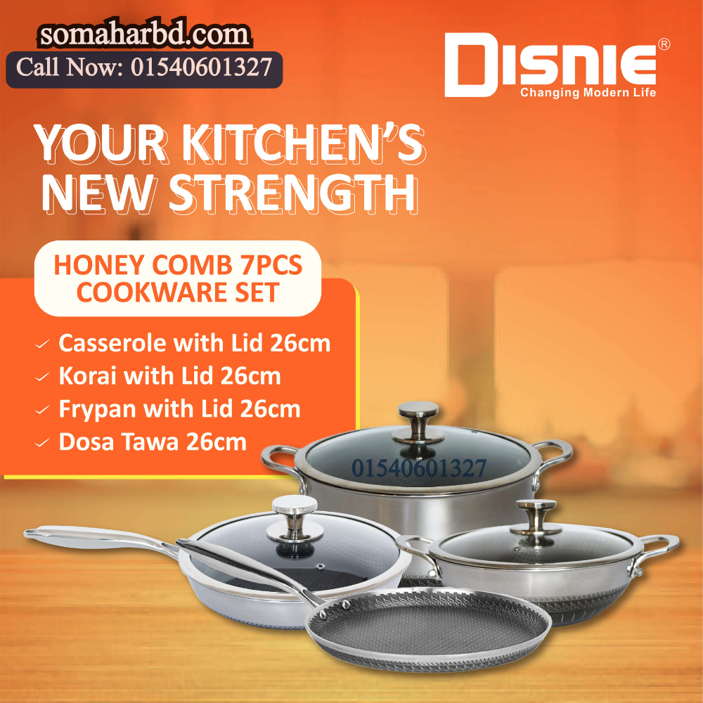 Disnie 7 Pcs SUS 316 Honeycomb Cookware Set (1) Disnie 7 Pcs SUS 316 Honeycomb Cookware Set.