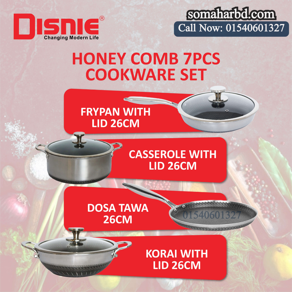 Disnie 7 Pcs SUS 316 Honeycomb Cookware Set (2) Disnie 7 Pcs SUS 316 Honeycomb Cookware Set.