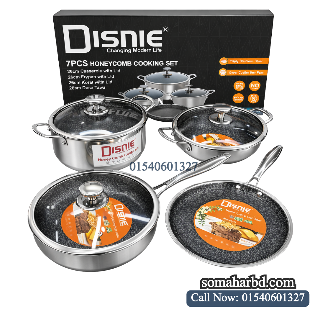 Disnie 7 Pcs SUS 316 Honeycomb Cookware Set Disnie 7 Pcs SUS 316 Honeycomb Cookware Set.