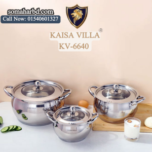  KAISA VILLA KV-6640 Stainless Steel Cookware Set of 6pec With lid.