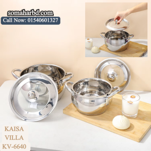  KAISA VILLA KV-6640 Stainless Steel Cookware Set of 6pec With lid.