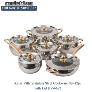 Kaisa Villa Stainless Steel Cookware Set-12pc with Lid KV-6682