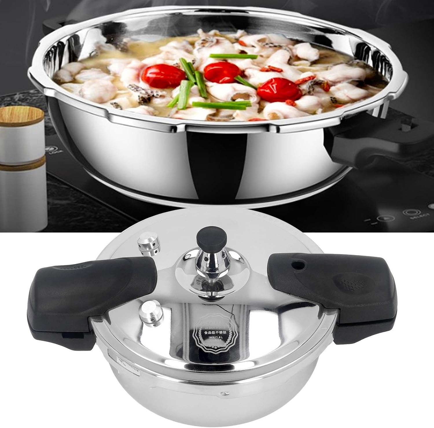 304 High Quality Stainless Steel Pressure Cooker 1.8L 304 High Quality Stainless Steel Pressure Cooker 1.8L