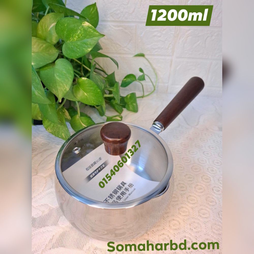 High Quality 304 Try-ply Stainless Steel Milk Pan 1200ml. High Quality 304 Try-ply Stainless Steel Milk Pan 1200ml.