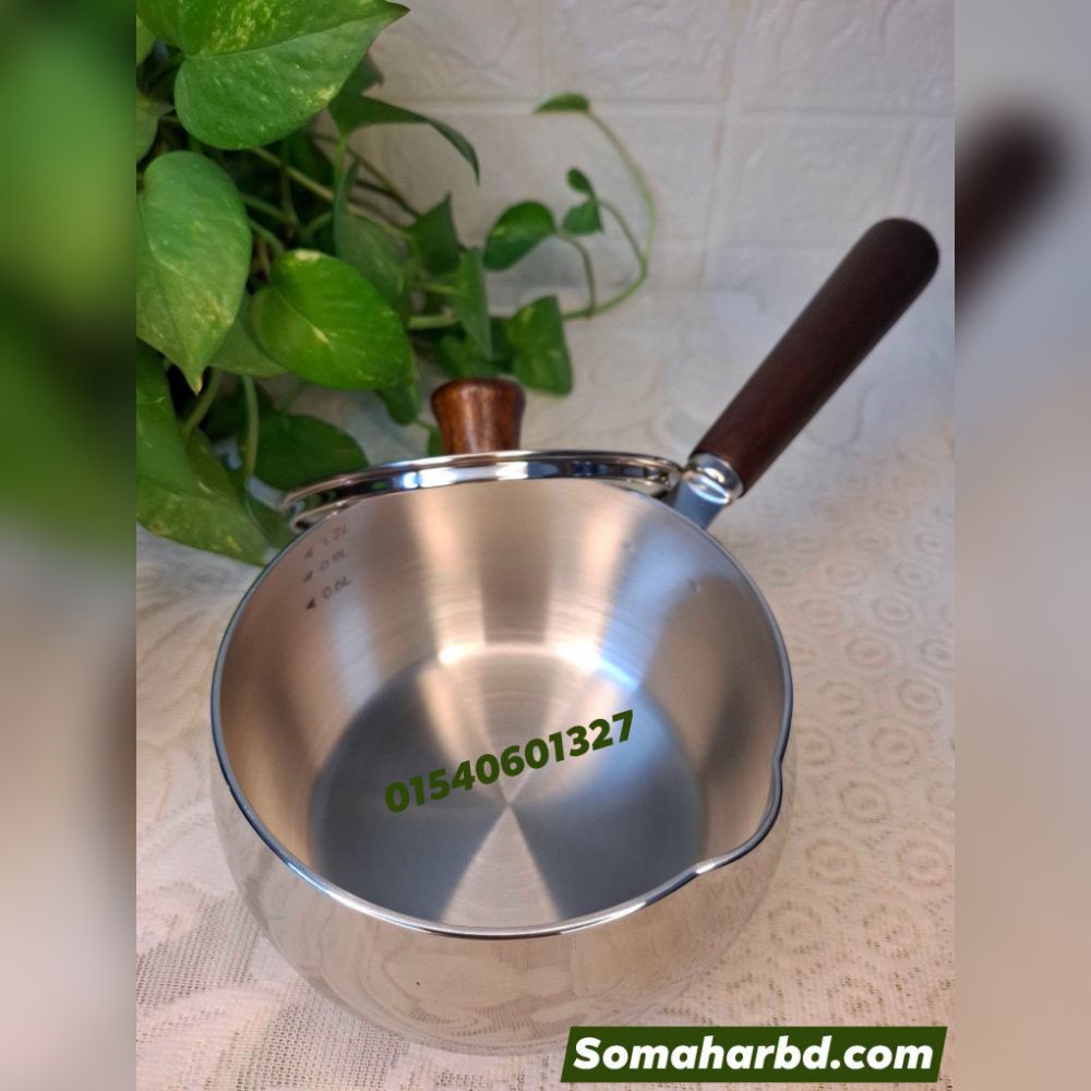 High Quality 304 Try-ply Stainless Steel Milk Pan 1200ml. High Quality 304 Try-ply Stainless Steel Milk Pan 1200ml.