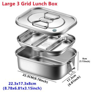 304 Food Grade Stainless Steel Lunch Box Containers Double Layer.